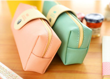 简约小清新儿童皮多功能胡子笔袋初中高中女孩韩国可爱铅笔盒文具