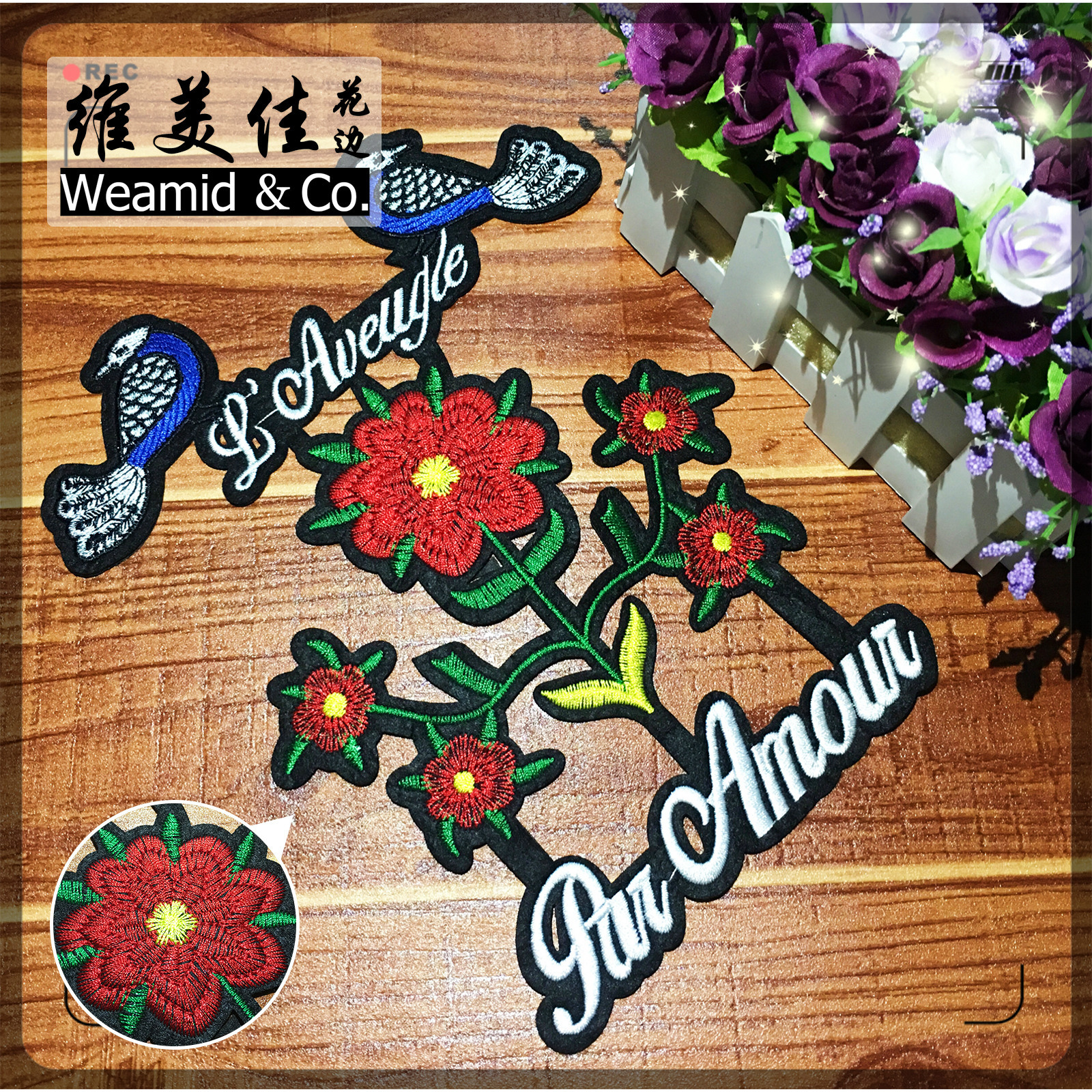 厂家直销 维美佳水溶蕾丝绣花边 彩色小鸟民族风刺绣花边布贴补丁