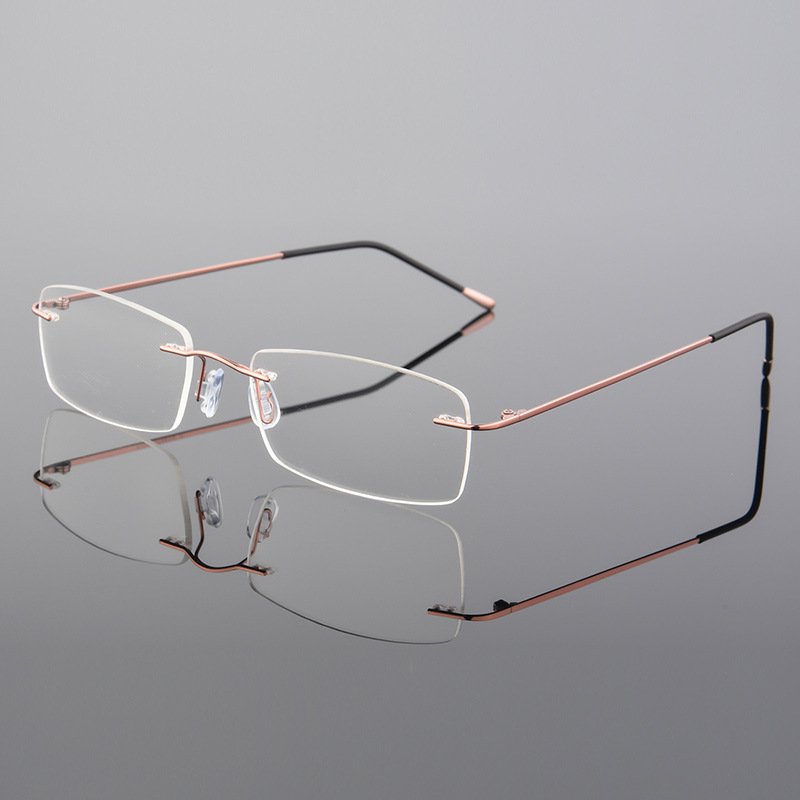工廠批發有鉸鏈B钛無框眼鏡架超輕純钛眼鏡框配光學近視眼鏡成品