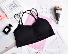 Bustier with crisscross straps, beauty backless camisole with underwire cups, seamless bralette for students, double shoulder straps