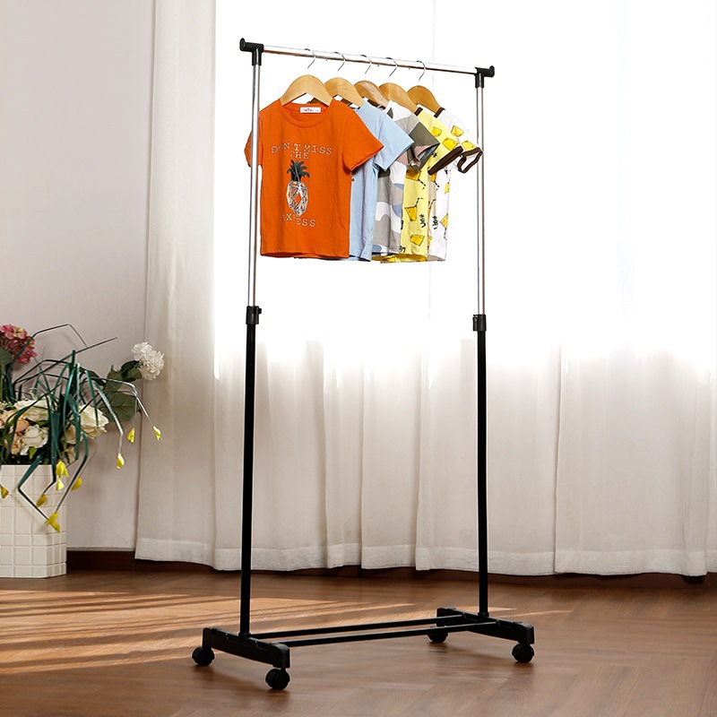 工厂直销单杆伸缩晾衣架 落地折叠晾晒架升降家居室内阳台晾衣架