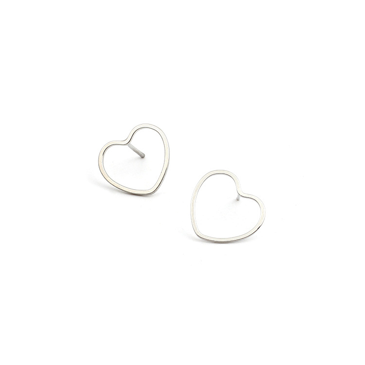 2g Weight Earrings, Ear Studs Classification Wedding, Travel Occasion Women'S Gender Gold, Silver Color New Fashion Simple Geometric Heart-shaped Earrings 3