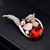 Cute high-end brooch, crystal lapel pin, pin, jacket, accessory, Japanese and Korean, cat's eye