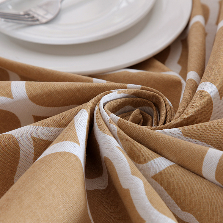 Polyester-cotton Modern Simple Geometric Diamond Pattern With Lace Edges, Yellow Coffee Table Dining Tablecloth,_voghion.com