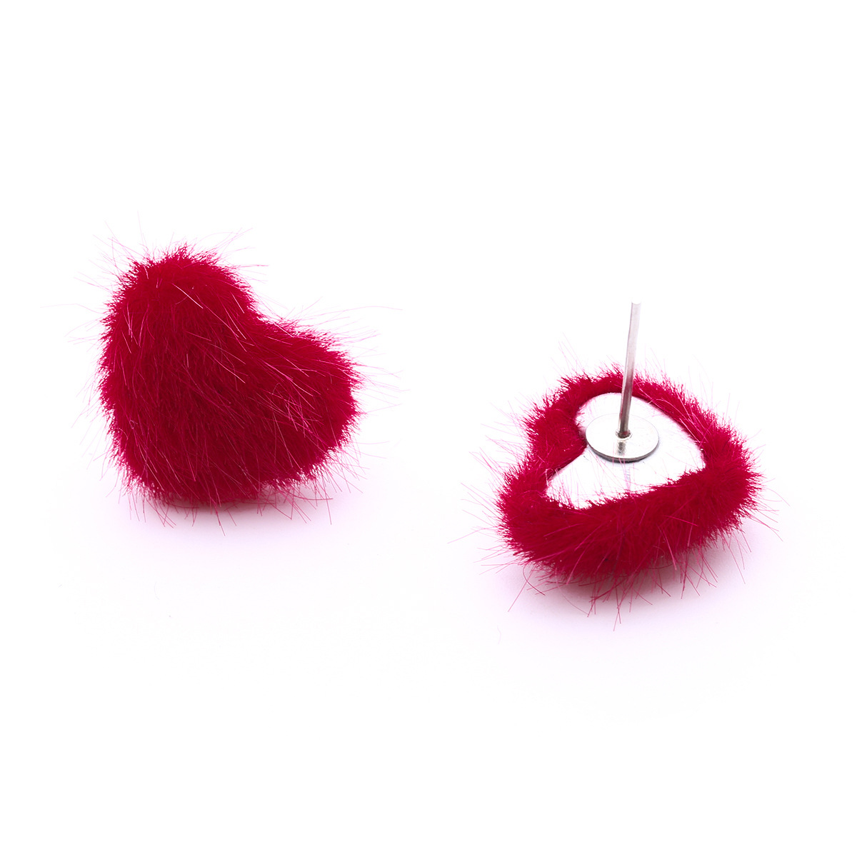 Multicolor Mohair Sweet Peach Heart Multi-pierced Personality Small Earrings Women display picture 9