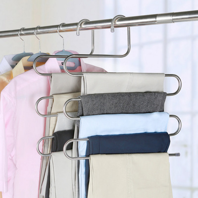 Cross border Stainless steel Trouser stand s type multi-storey Trouser stand Magic Trouser stand Once 5 trousers Wardrobe expansion