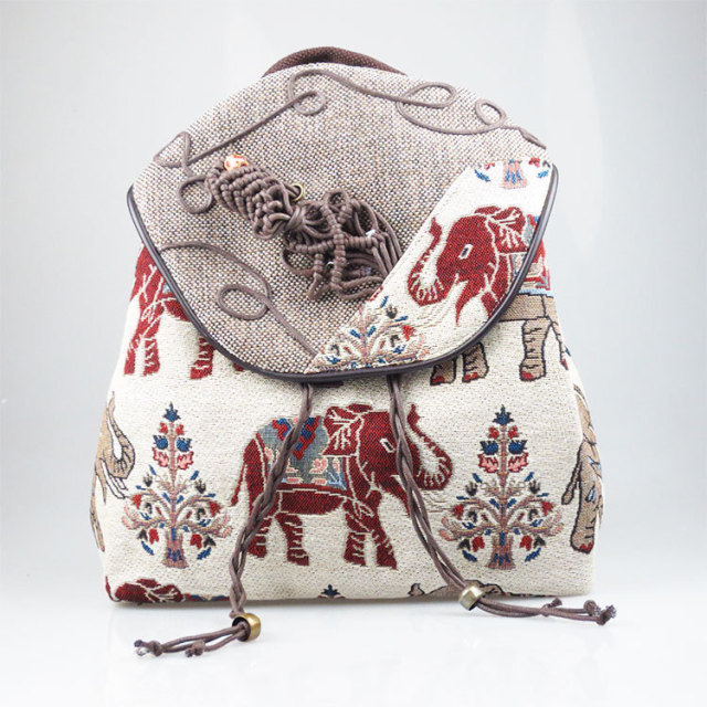 Yunnan Ethnic Wind Backpack  New Linen Hat Shoulder Women’s Bag