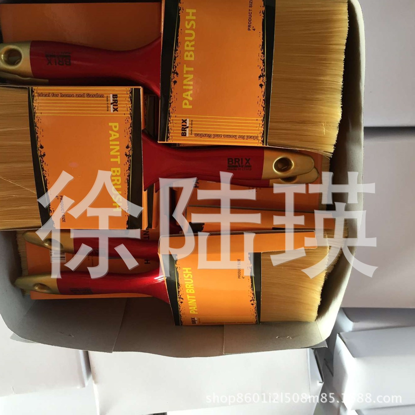 6422塑料柄六面拉橘黄色金尾金黄pet高档丝刷单瓦彩盒装