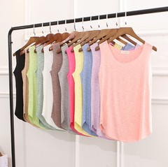 Spring and summer Korean style pure bamboo vest large size loose sleeveless bottoming shirt T-shirt casual small vest suspender for women