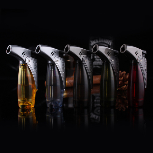 Silver Star Woodpecker transparent visible gas micro spray welding gun inflatable direct high pressure windproof lighter blue flame