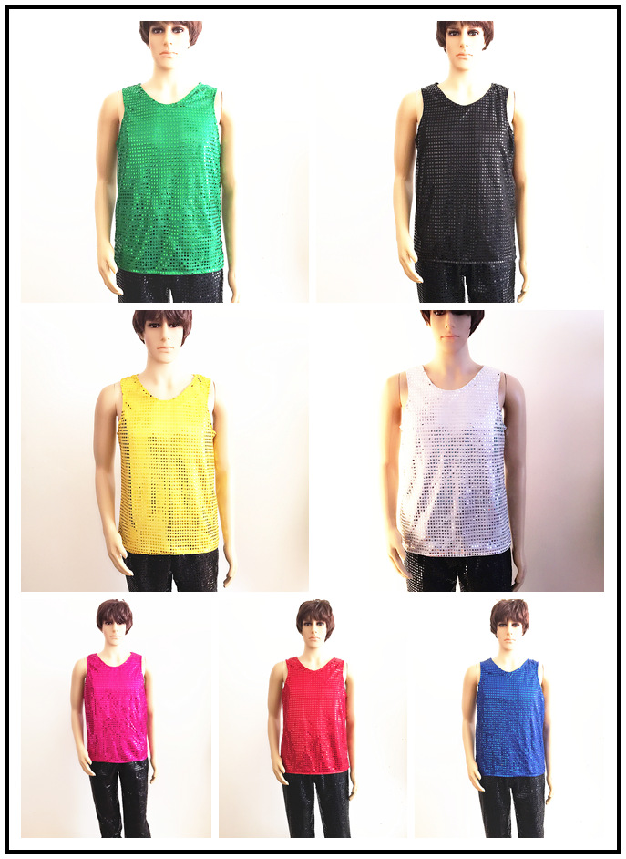 韩版舞台跳舞男女式亮片背心贴片无袖表演服弹力面料演出服|ru