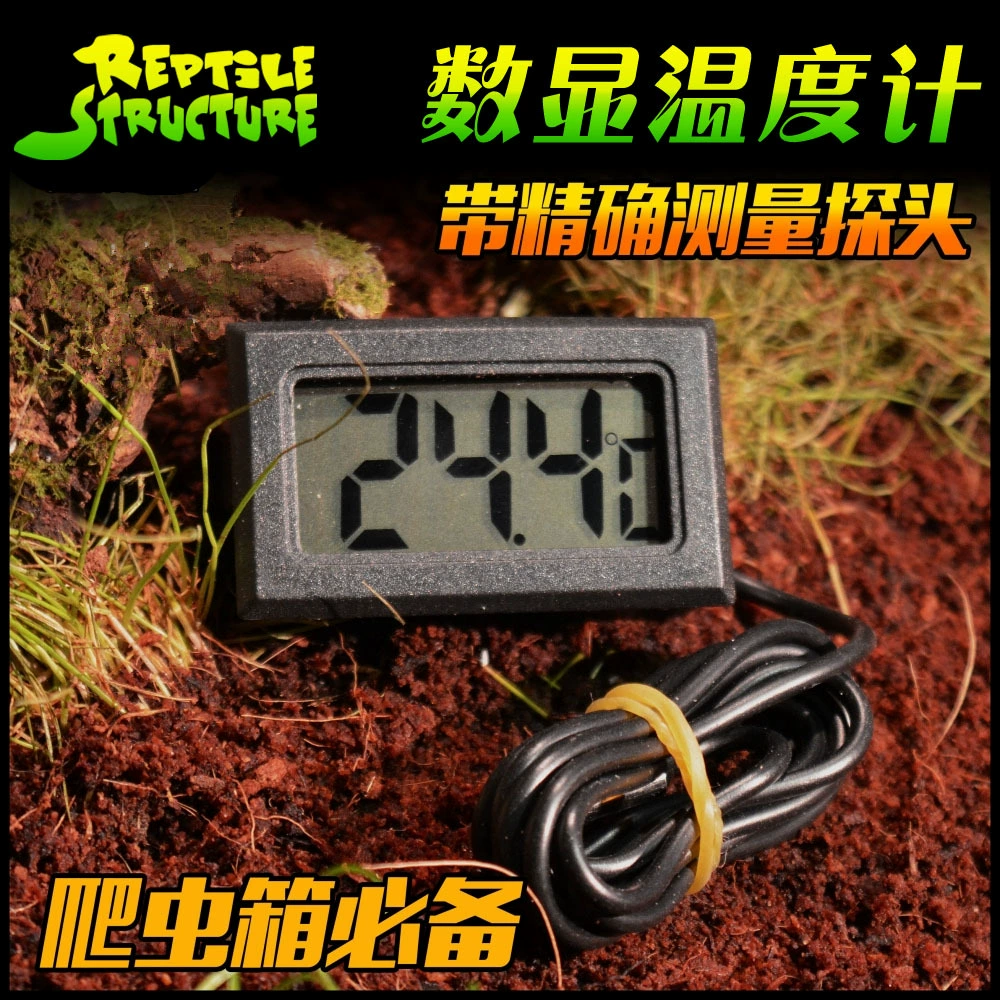Структура рептилий ПЭТ гусеницы аквариум Температура воздуха электронный гусеничный термометр с проволочным зондом