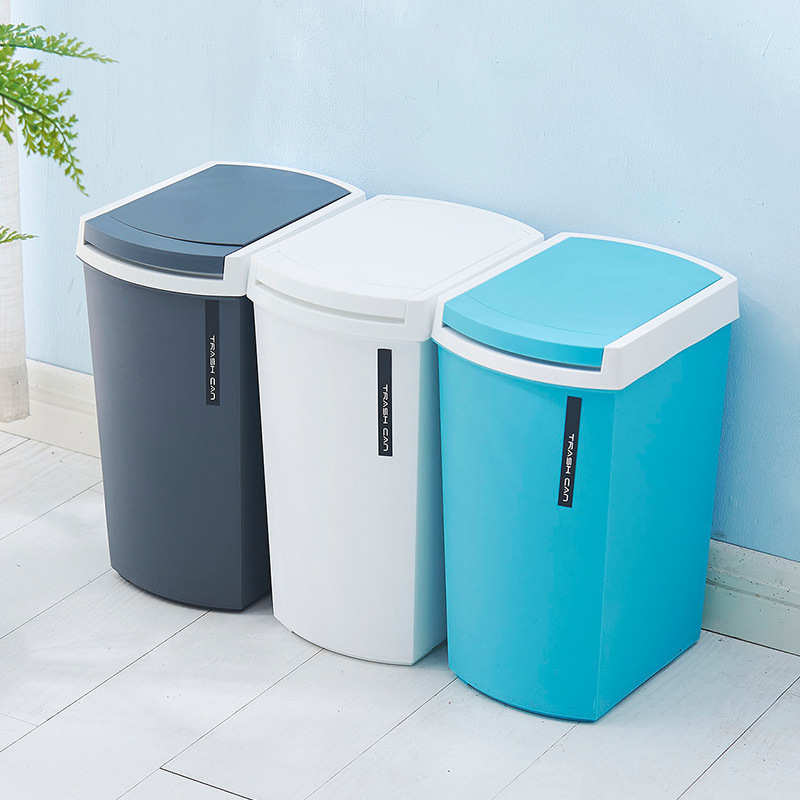 Creative push-type trash can plastic household bathroom living room large covered rectangular trash can wastebasket