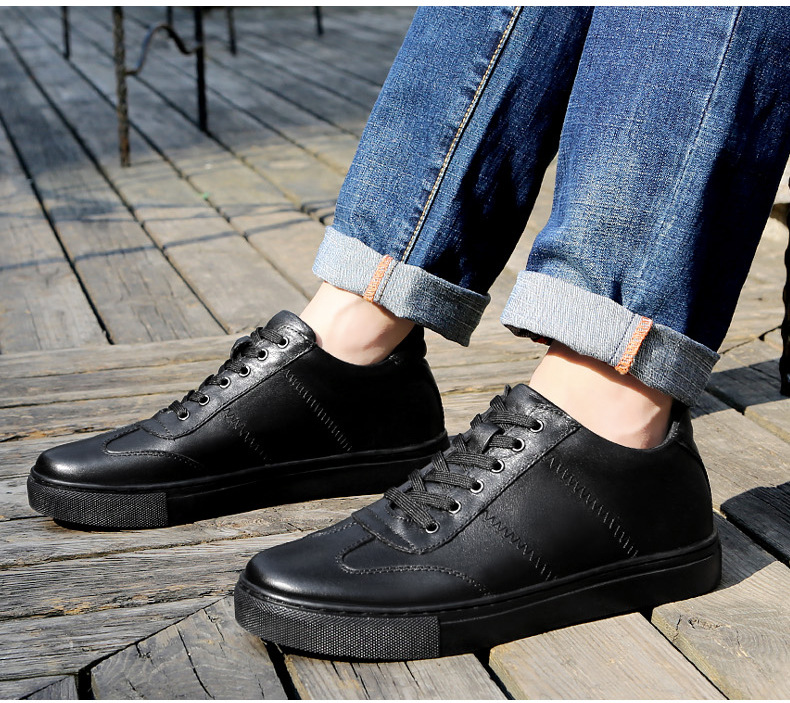 Altura Crescente Sapatos de Couro Genuíno Homens