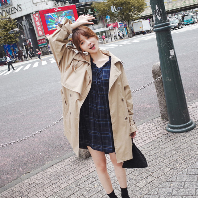 Korean windbreaker female 2021 spring and autumn new pattern Easy leisure time Women's wear Korean Edition Ladies Autumn Mid length version coat