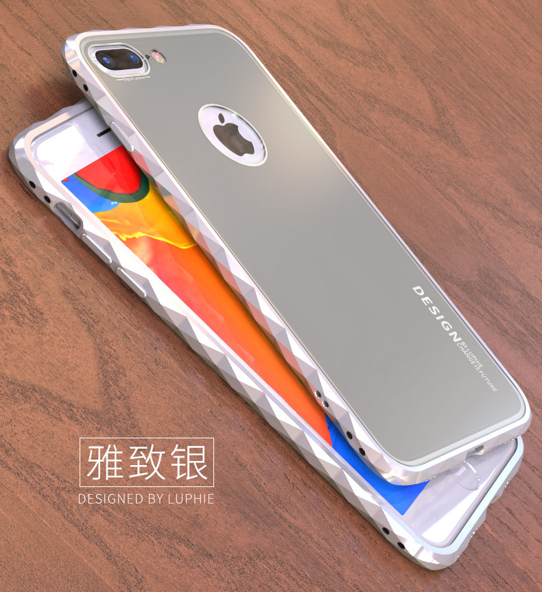 Luphie Diamond Edge Slim Light Aluminum Bumper Frosted PC Back Cover Case for Apple iPhone 8 Plus & iPhone 8