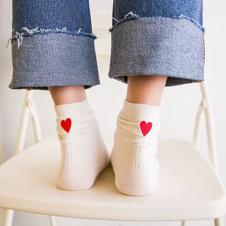 春季日系襪子女韓國堆堆襪全棉棉短襪愛心刺繡學生襪薄款森系女襪批發・進口・工廠・代買・代購