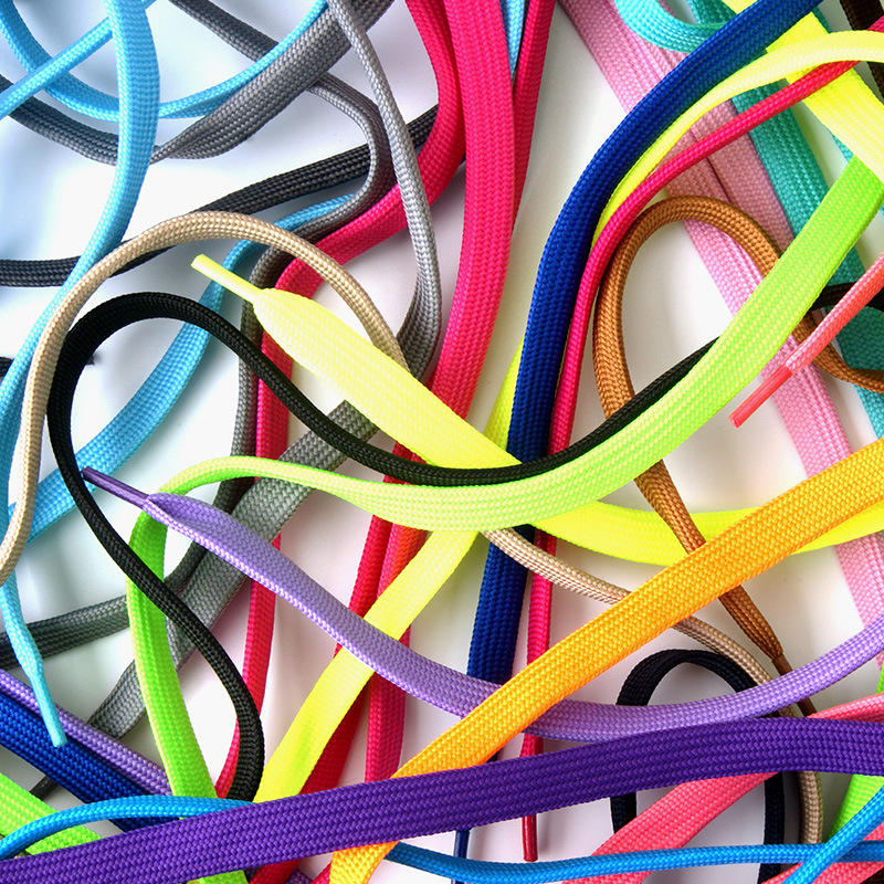 现货9mm加厚加密扁平纹带白色彩色涤纶鞋绳裤绳帽绳 aj扁平鞋带|ru