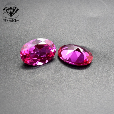 3# Red corundum Egg Ellipse Abstaining face Loose Wuzhou pink gemstone finished product Unmounted Jewelry No. 3