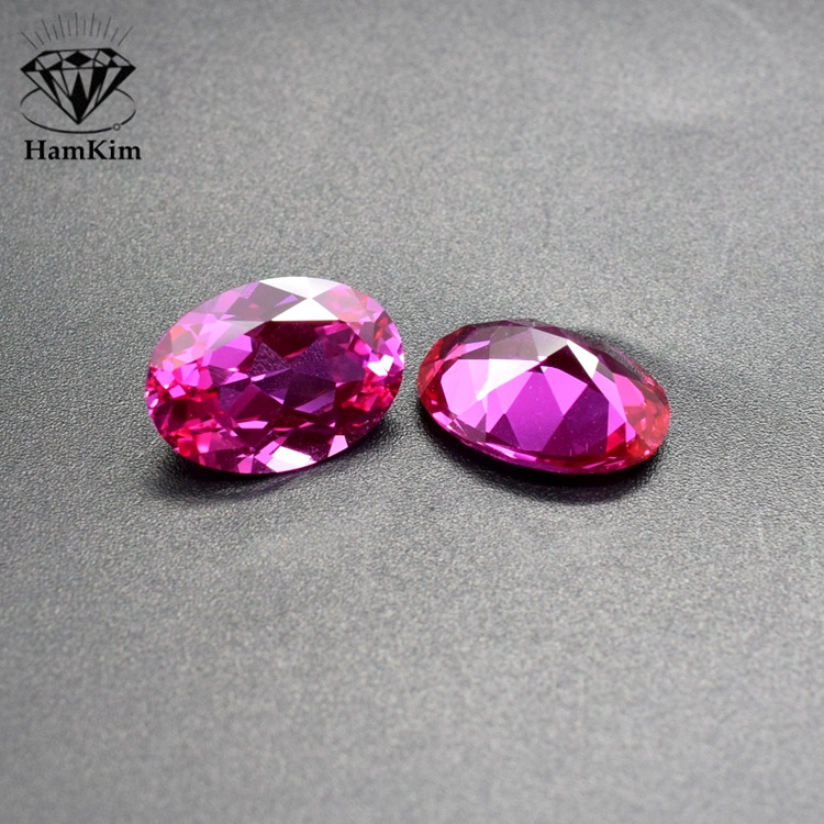 3# Red corundum Egg Ellipse Abstaining face Loose Wuzhou pink gemstone finished product Unmounted Jewelry No. 3