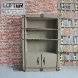 美式乡村复古书柜LOFT工业风个性办公室帆布书柜咖啡店边柜