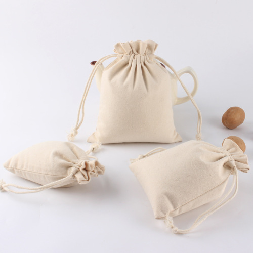 Small cloth canvas bag for storing five grains, dustproof, drawstring closure, red dates and walnuts storage bag with logo printed