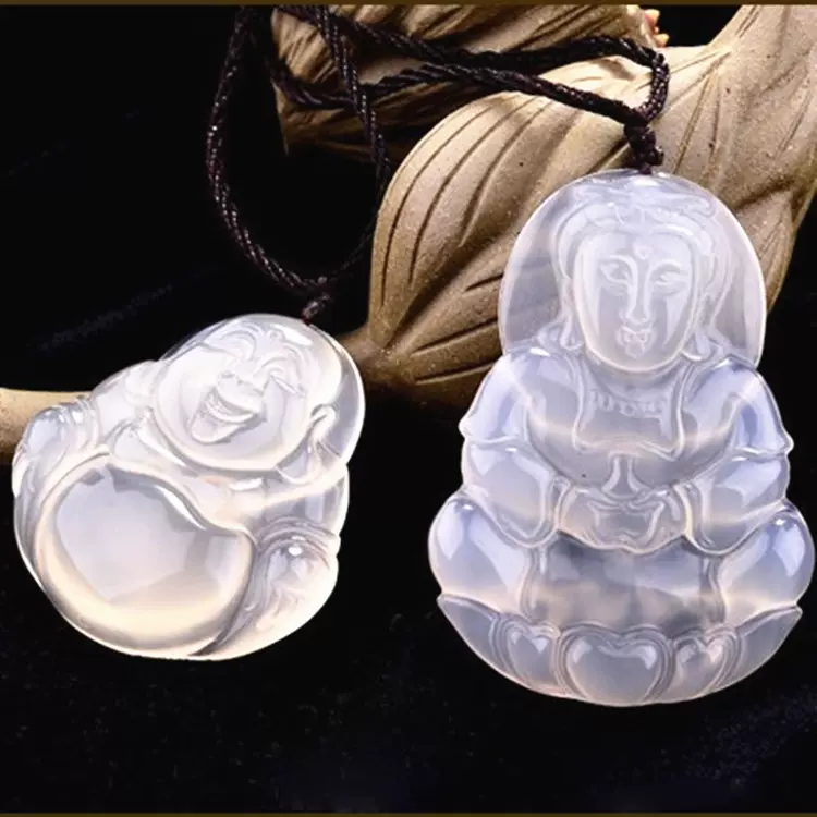 批发玛瑙玉髓冰种小号弥佛观音 通透吊坠项饰挂件