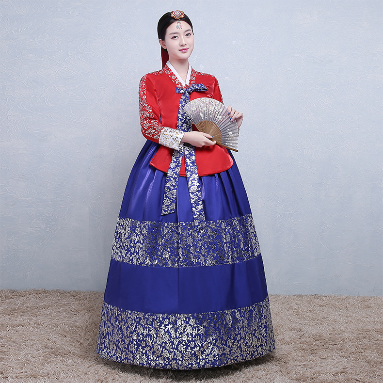 Korean traditional ladies palace wedding bronzing Korean dress Korean national costume dance stage table performance ancient costume