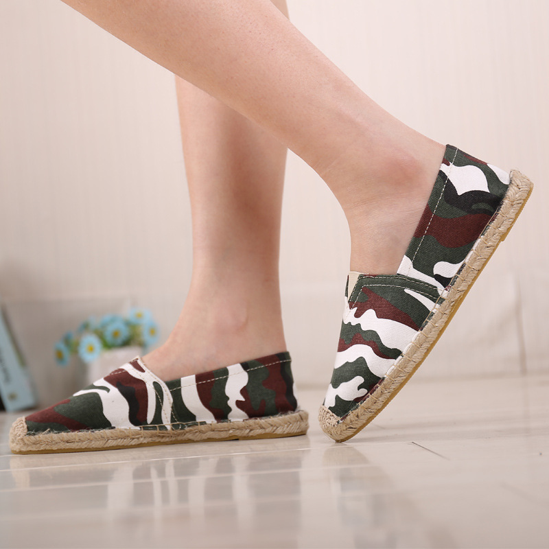 summer straw cloth low casual espadrilles low-cut
