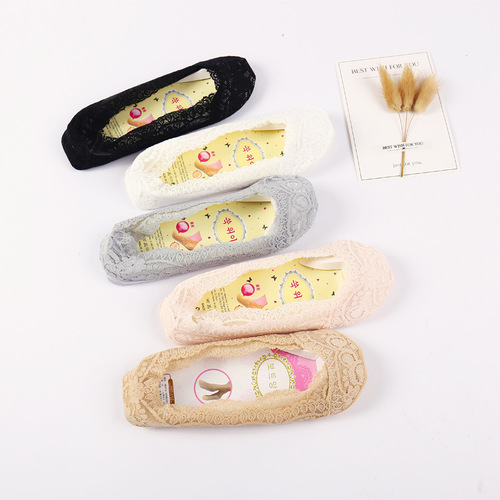 Boat Socks Women's Summer Lace Socks Invisible Sock Covers Cotton Sole Silicone Anti-off Shallow Mouth Women's Socks Manufacturer Wholesale