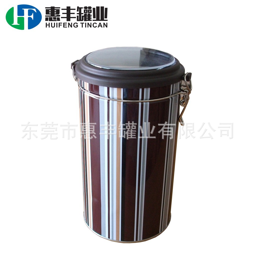 供应马口铁茶叶罐定制 铁圈塑料盖咖啡铁罐 圆形食品包装铁盒