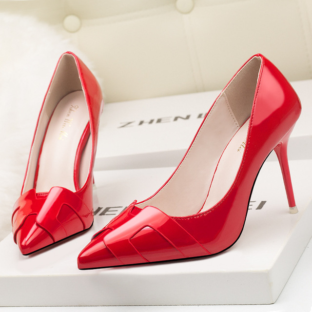 Fashion Slender High-heeled Shoes Fine-heeled Spiked Pure Painted 