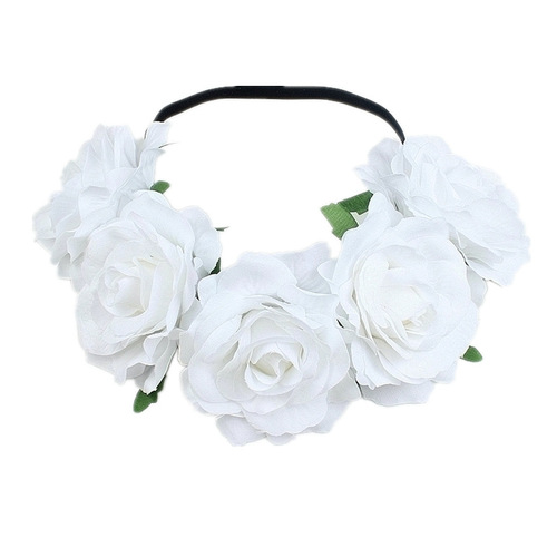 Cross-border rose hairband European and American Bohemian holiday red simulated flower headband holiday party headdress for women