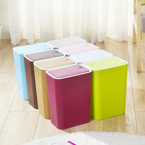 Pressure-type trash can Household bathroom kitchen living room classified trash can Spring cover storage plastic bucket wholesale