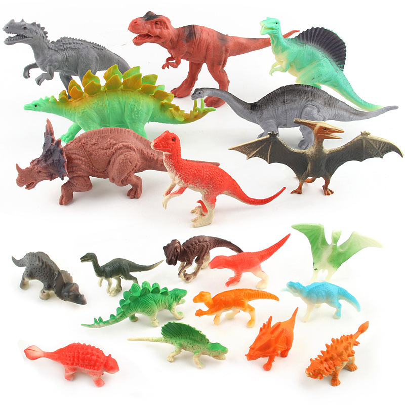 侏罗纪系列恐龙12只套装 儿童仿真动物模型 实心软胶恐龙玩具摆件
