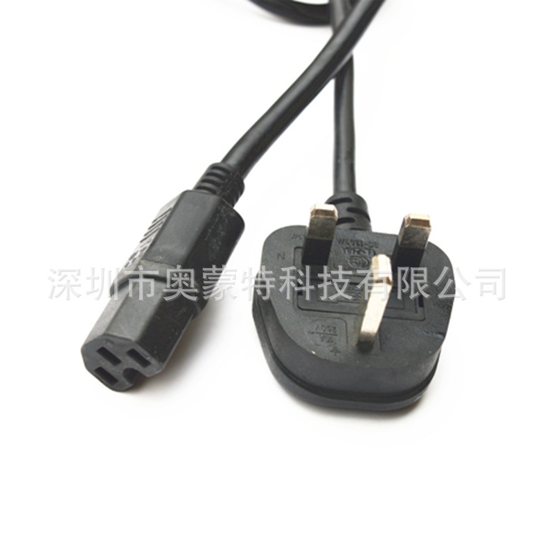 英国电源线 bs认证英规插头电源线 13A英式保险丝插头电源线厂家