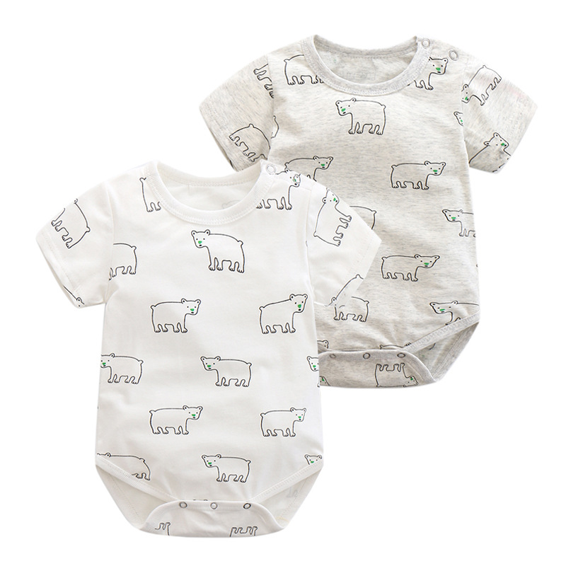 新生儿三角哈衣夏季 婴儿包屁衣韩版爬服薄款 男宝宝短袖连体衣夏