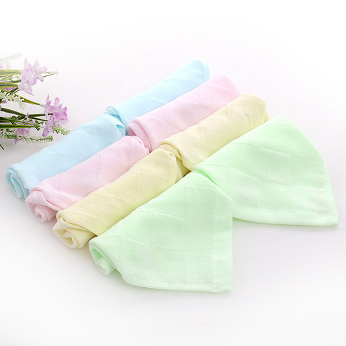纯棉双层纱布儿童手帕小方巾婴幼儿素色 口水巾幼儿园洗漱多用巾