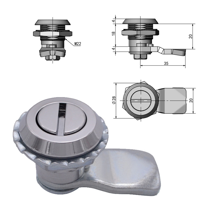 尚坤SK1-063-1TX工业锌合金门锁铁皮柜配电箱小机柜圆头锁转舌锁
