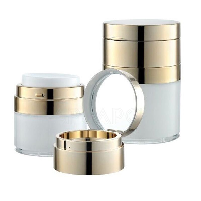 白粉金两用翻盖镜面压克力真空按压瓶 微商电商爆款化妆品分装瓶
