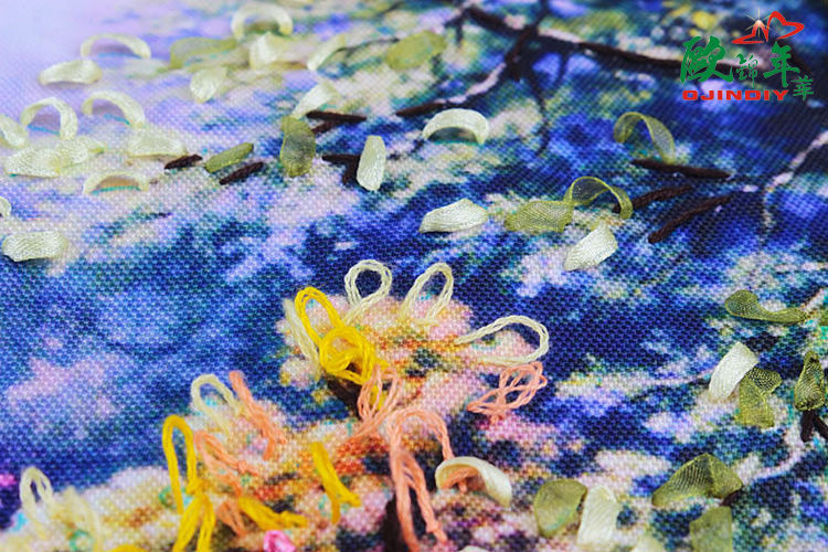 Oujin nianhua cinta bordado fábrica impresión en color directo colgando pintura esperando su temporada sala de estar entrada pintura decorativa