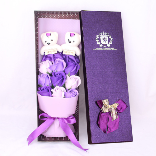 Creative Nine Roses Soap Bouquet Gift Box Bear Valentine's Day Gift Promotional Prize One Piece Dropshipping