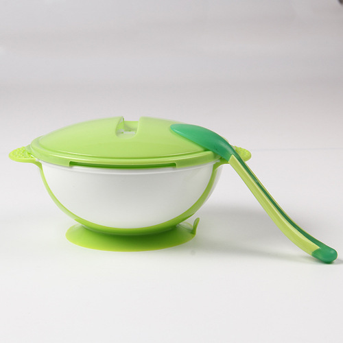 Baby suction cup bowl wholesale with temperature sensing spoon set Baby anti-fall training bowl Children's tableware Food supplement bowl