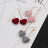 Demi-season asymmetrical cute earrings heart-shaped from pearl, Korean style, wholesale