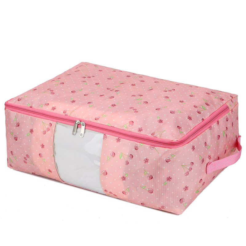 批发走量格子花色加密防水牛津布收纳袋可视窗衣物防尘袋棉被袋