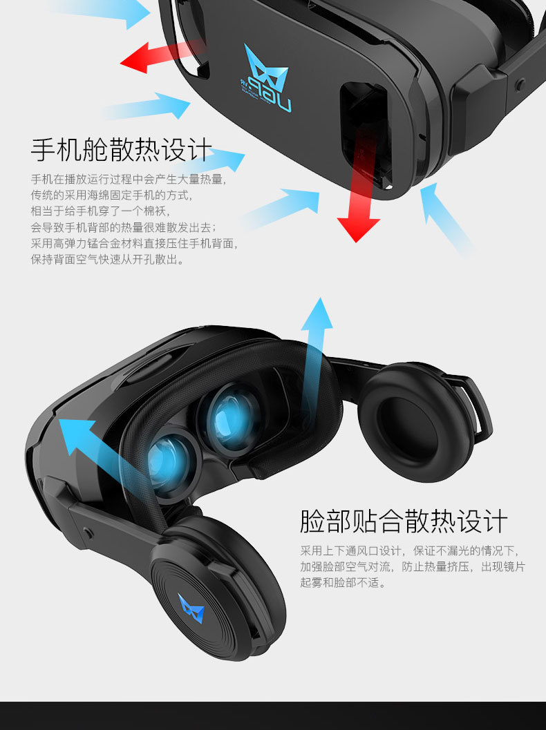 2019新款VR眼镜 vr 手机3D影院智能虚拟现实游戏VR头盔厂家直销