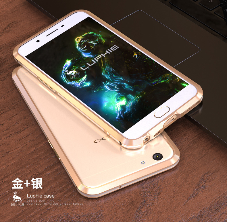Luphie Bicolor Blade Sword Slim Light Aluminum Bumper Metal Shell Case for OPPO A59s & OPPO A59