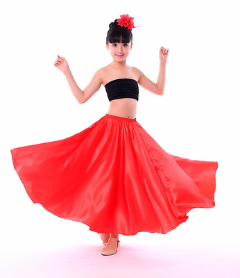 children Uygur dance Exercise Skirt Yi Tibetan dance Practice skirt Costume Xinjiang Dance skirt Big swing skirt