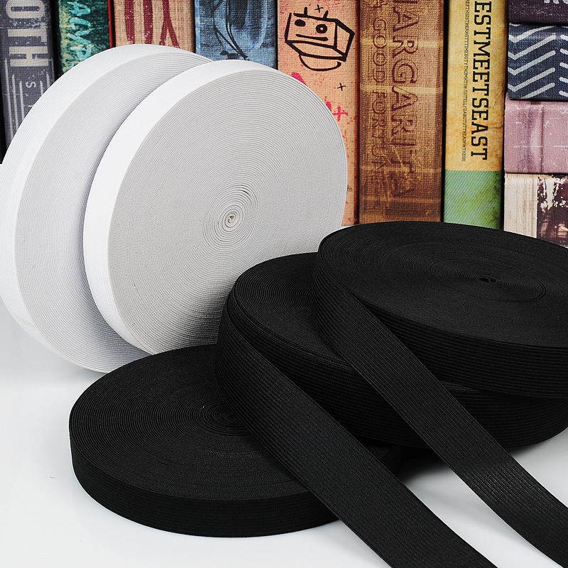 厂家直销 黑白橡筋钩编针织带  弹力松紧带用于腰头里面等服装服