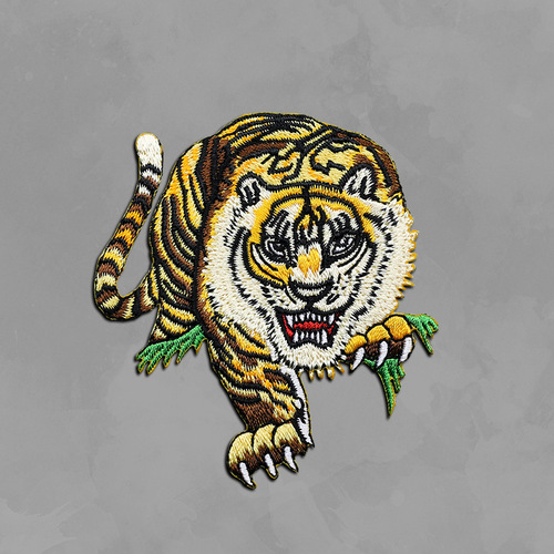 Tiger Head Embroidered Fabric Patch Badge DIY Clothes Denim Jacket Patch Hole Sticker Embroidery Label Patch Material Iron On Patch